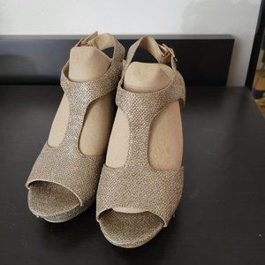 Gold Wedge Heel Sandal